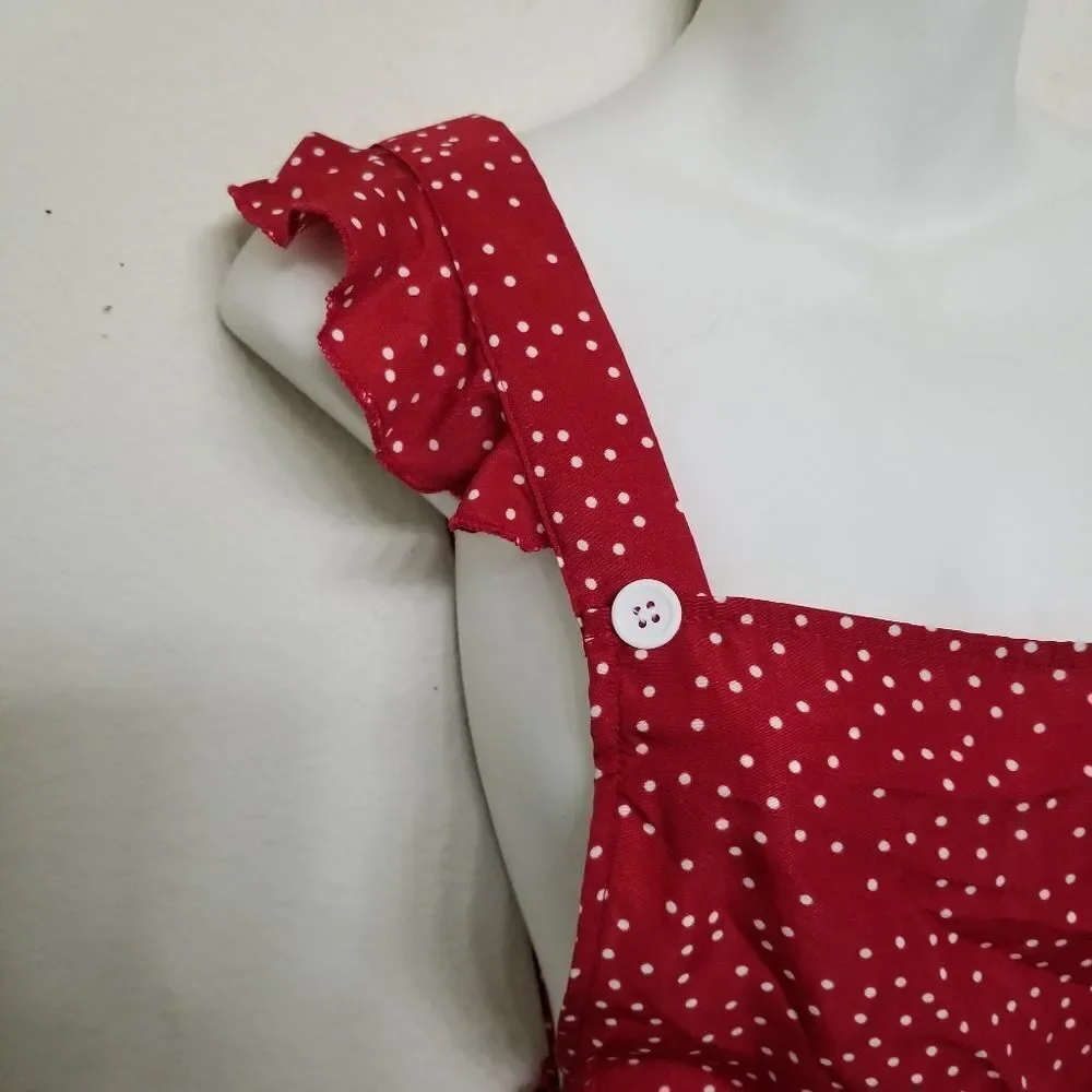 Bloomchic Red and White Polka Dot Ruffle Trim Dress - Picture 8 of 9